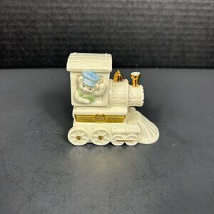 Lenox All Aboard Treasure Box Train With Gold Accents & Bear Conductor
